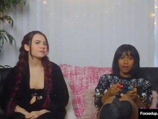 Long Haired Lesbo Sabina Rouge Seduces Sweet Gamer mistress Jenna Foxx&excl;